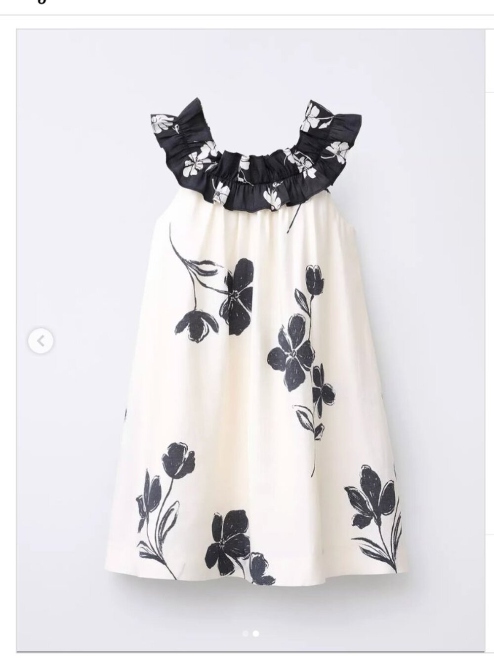 Zara NWT White Dress with Black Floral Print Size 6-7